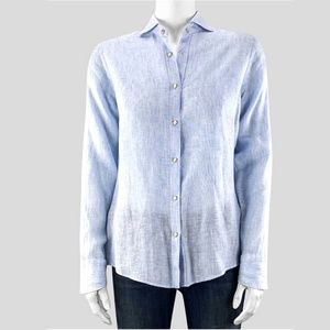 Barneys New York Light Blue Linen Shirt - XS